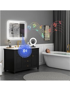 HOMCOM 60 x 80 cm Anti-Fog LED Bathroom Mirror, with Bluetooth - Silver Tone 2