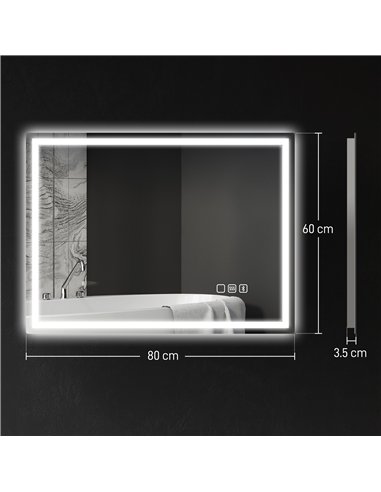 HOMCOM 60 x 80 cm Anti-Fog LED Bathroom Mirror, with Bluetooth - Silver Tone