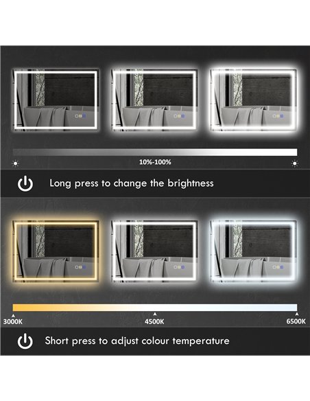 HOMCOM 60 x 80 cm Anti-Fog LED Bathroom Mirror, with Bluetooth - Silver Tone - pic 161486 | FastDaddyshop