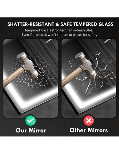 HOMCOM 60 x 80 cm Anti-Fog LED Bathroom Mirror, with Bluetooth - Silver Tone