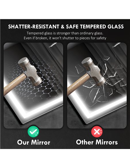 HOMCOM 60 x 80 cm Anti-Fog LED Bathroom Mirror, with Bluetooth - Silver Tone - pic 161488 | FastDaddyshop