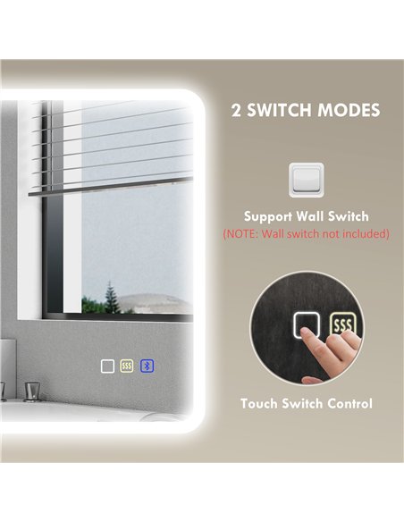HOMCOM 60 x 80 cm Backlit Illuminated Bathroom Mirror with LED Lights and Bluetooth - Silver Tone - pic 161507 | FastDaddyshop