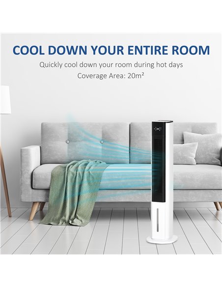 Homcom 42" Portable Air Cooler, Humidifier with 3 Modes, 3 Speed, Remote, Timer, Oscillating, White - pic 16151 | FastDaddyshop