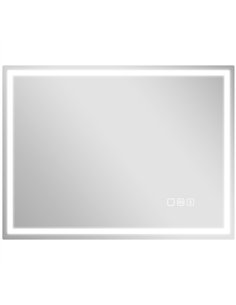 HOMCOM 60 x 80 cm Anti-Fog LED Bathroom Mirror, with Bluetooth and Clock - Silver Tone