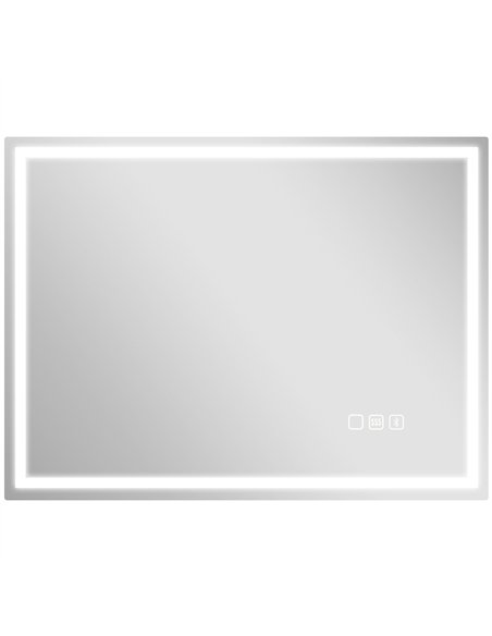 HOMCOM 60 x 80 cm Anti-Fog LED Bathroom Mirror, with Bluetooth and Clock - Silver Tone - pic 161526 | FastDaddyshop