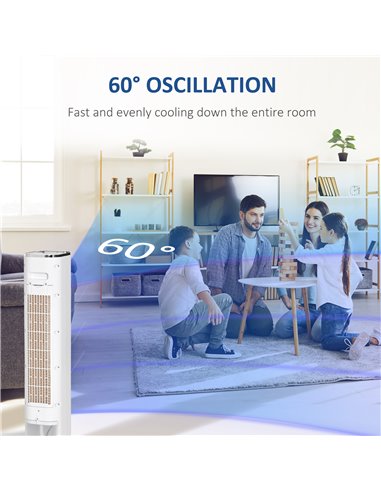 Homcom 42" Portable Air Cooler, Humidifier with 3 Modes, 3 Speed, Remote, Timer, Oscillating, White
