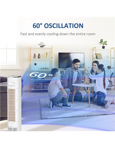 Homcom 42" Portable Air Cooler, Humidifier with 3 Modes, 3 Speed, Remote, Timer, Oscillating, White - pic 16154 | FastDaddyshop