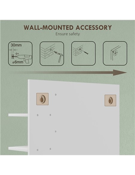 HOMCOM Bamboo Panel Bathroom Mirror, with Shelves - White - pic 161540 | FastDaddyshop