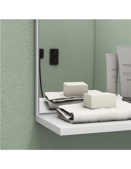 HOMCOM Bamboo Panel Bathroom Mirror, with Shelves - White - pic 161543 | FastDaddyshop