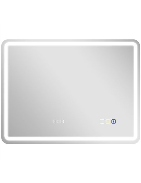 HOMCOM 60 x 80 cm Bluetooth LED Bathroom Mirror with Clock Anti-Fog - Silver Tone - pic 161544 | FastDaddyshop