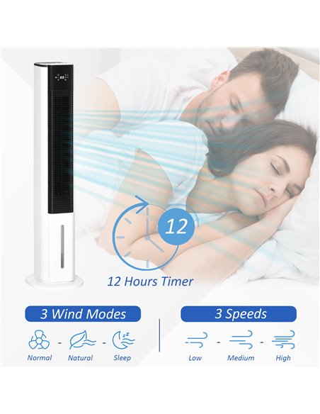 Homcom 42" Portable Air Cooler, Humidifier with 3 Modes, 3 Speed, Remote, Timer, Oscillating, White - pic 16155 | FastDaddyshop