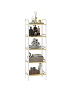 HOMCOM Five-Tier Bamboo Adjustable Shelf Storage Unit