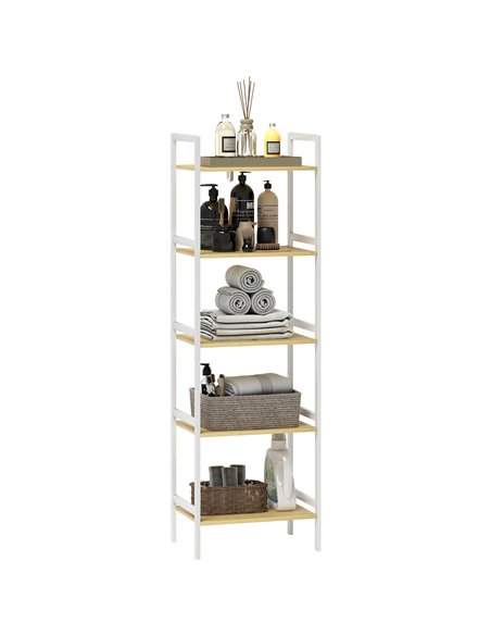 HOMCOM Five-Tier Bamboo Adjustable Shelf Storage Unit - pic 161562 | FastDaddyshop