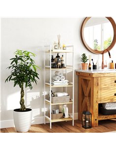 HOMCOM Five-Tier Bamboo Adjustable Shelf Storage Unit 2