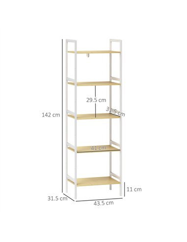 HOMCOM Five-Tier Bamboo Adjustable Shelf Storage Unit