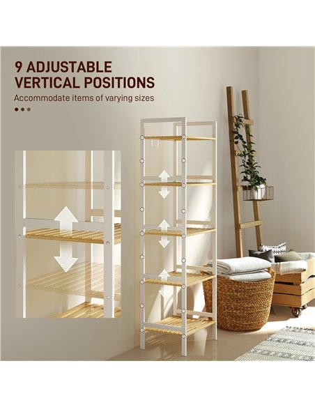HOMCOM Five-Tier Bamboo Adjustable Shelf Storage Unit - pic 161566 | FastDaddyshop