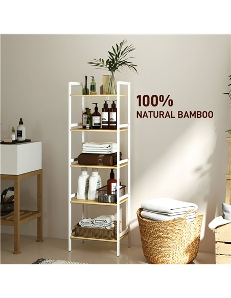 HOMCOM Five-Tier Bamboo Adjustable Shelf Storage Unit - pic 161568 | FastDaddyshop