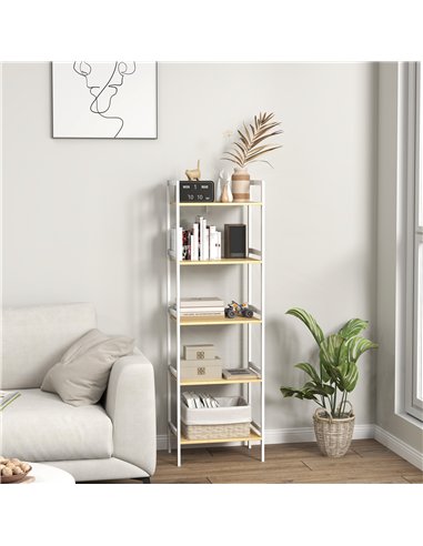 HOMCOM Five-Tier Bamboo Adjustable Shelf Storage Unit