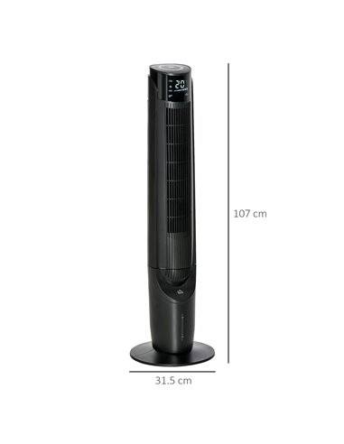 Homcom 42" Ice Cooling Tower Fan, Evaporative Air Cooler Unit with 4 Modes, 3 Speed, Remote, Timer, Oscillating, Black
