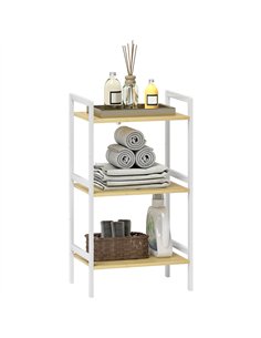 HOMCOM Three-Tier Bamboo Adjustable Shelf Storage Unit