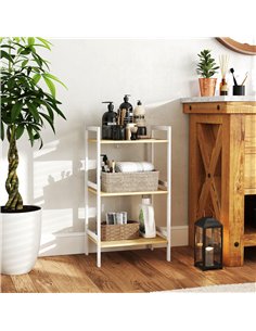 HOMCOM Three-Tier Bamboo Adjustable Shelf Storage Unit 2