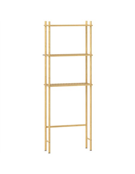 HOMCOM Bamboo Over Toilet Storage Unit with 3 Slatted Shelves, 3-Tier Freestanding Bathroom Shelf, Bathroom Space Saver, Natural - pic 161580 | FastDaddyshop