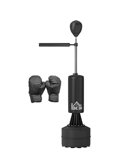 HOMCOM 155-205cm 3-IN-1 Freestanding Boxing Punching Bag Stand, Boxing Speed Trainer with Rotating Flexible Arm, Speed Ball, Fil - pic 161589 | FastDaddyshop