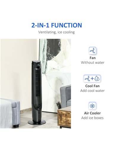 Homcom 42" Ice Cooling Tower Fan, Evaporative Air Cooler Unit with 4 Modes, 3 Speed, Remote, Timer, Oscillating, Black