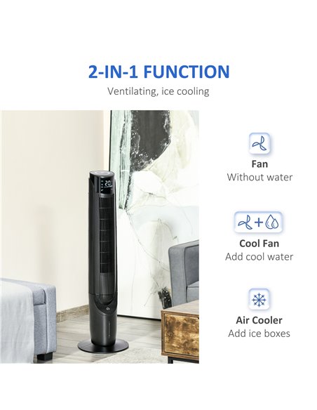 Homcom 42" Ice Cooling Tower Fan, Evaporative Air Cooler Unit with 4 Modes, 3 Speed, Remote, Timer, Oscillating, Black - pic 16159 | FastDaddyshop