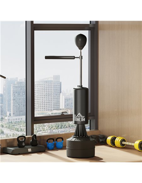 HOMCOM 155-205cm 3-IN-1 Freestanding Boxing Punching Bag Stand, Boxing Speed Trainer with Rotating Flexible Arm, Speed Ball, Fil - pic 161590 | FastDaddyshop