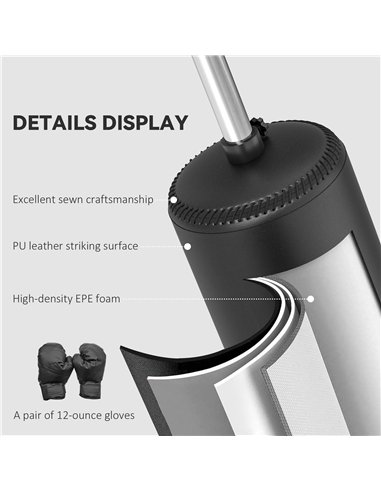 HOMCOM 155-205cm 3-IN-1 Freestanding Boxing Punching Bag Stand, Boxing Speed Trainer with Rotating Flexible Arm, Speed Ball, Fil