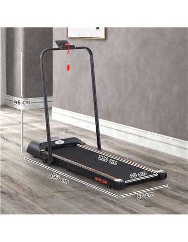 HOMCOM Foldable Walking Treadmill, with LED Display and Wheels, for Home, Office, Fitness Studio, Orange