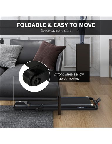 HOMCOM Foldable Walking Treadmill, with LED Display and Wheels, for Home, Office, Gym, Blue