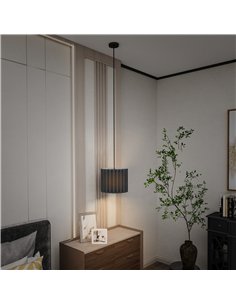 HOMCOM Linen Pendant Light, Modern Wave Ceiling Light Shade, E27 Lampshade for Living Room, Bedroom, Kitchen, Hallway, Black 2