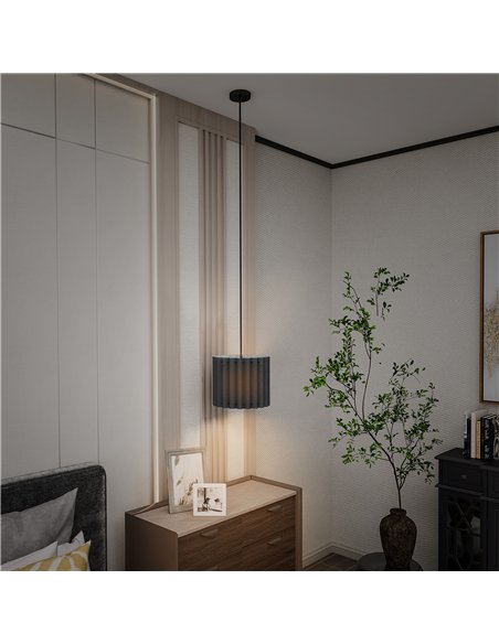 HOMCOM Linen Pendant Light, Modern Wave Ceiling Light Shade, E27 Lampshade for Living Room, Bedroom, Kitchen, Hallway, Black - pic 161617 | FastDaddyshop