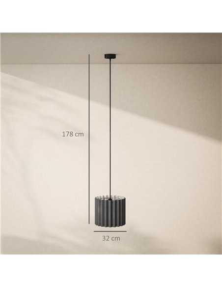 HOMCOM Linen Pendant Light, Modern Wave Ceiling Light Shade, E27 Lampshade for Living Room, Bedroom, Kitchen, Hallway, Black - pic 161618 | FastDaddyshop