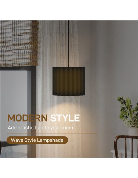 HOMCOM Linen Pendant Light, Modern Wave Ceiling Light Shade, E27 Lampshade for Living Room, Bedroom, Kitchen, Hallway, Black - pic 161619 | FastDaddyshop