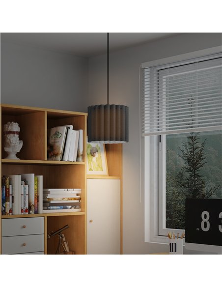 HOMCOM Linen Pendant Light, Modern Wave Ceiling Light Shade, E27 Lampshade for Living Room, Bedroom, Kitchen, Hallway, Black - pic 161621 | FastDaddyshop