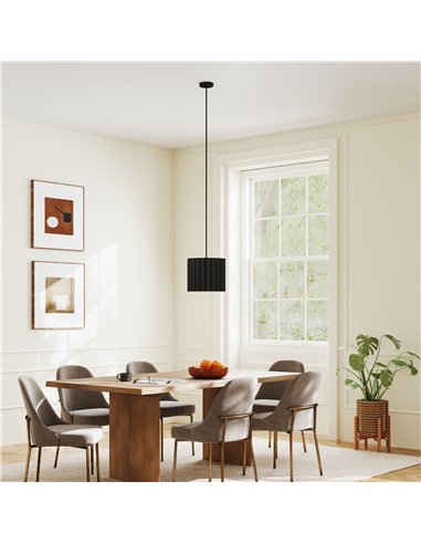 HOMCOM Linen Pendant Light, Modern Wave Ceiling Light Shade, E27 Lampshade for Living Room, Bedroom, Kitchen, Hallway, Black