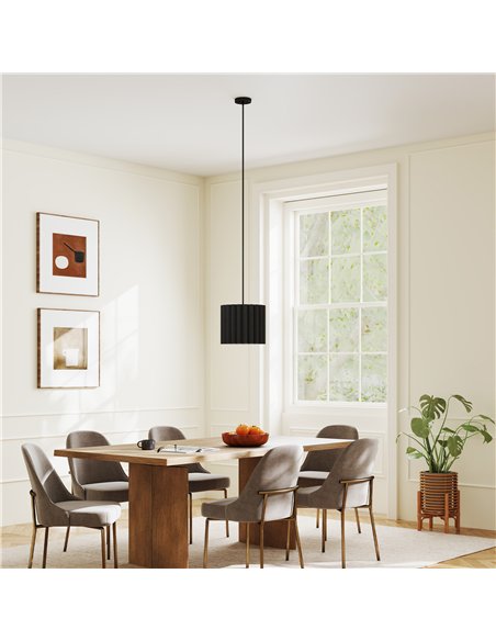 HOMCOM Linen Pendant Light, Modern Wave Ceiling Light Shade, E27 Lampshade for Living Room, Bedroom, Kitchen, Hallway, Black - pic 161622 | FastDaddyshop