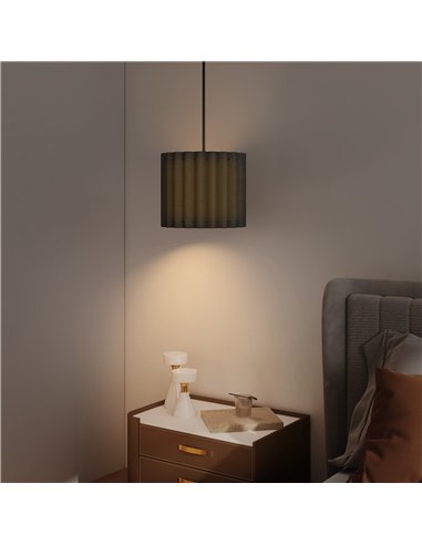 HOMCOM Linen Pendant Light, Modern Wave Ceiling Light Shade, E27 Lampshade for Living Room, Bedroom, Kitchen, Hallway, Black
