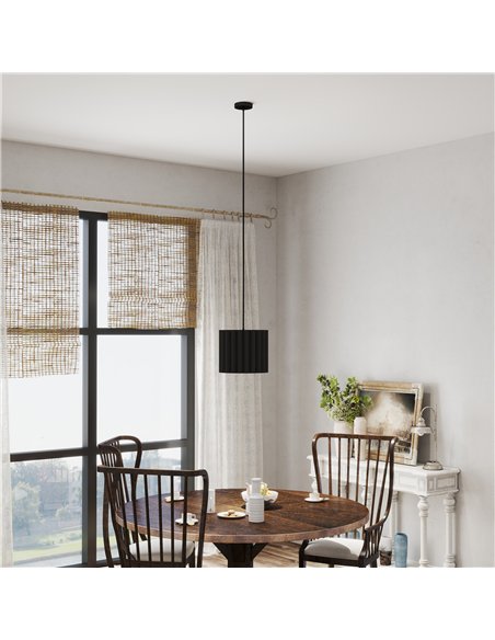 HOMCOM Linen Pendant Light, Modern Wave Ceiling Light Shade, E27 Lampshade for Living Room, Bedroom, Kitchen, Hallway, Black - pic 161624 | FastDaddyshop