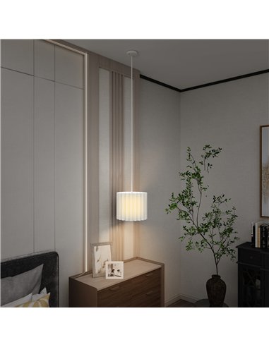 HOMCOM Linen Pendant Light, Modern Wave Ceiling Light Shade, E27 Lampshade for Living Room, Bedroom, Kitchen, Hallway, White