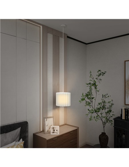 HOMCOM Linen Pendant Light, Modern Wave Ceiling Light Shade, E27 Lampshade for Living Room, Bedroom, Kitchen, Hallway, White - pic 161626 | FastDaddyshop