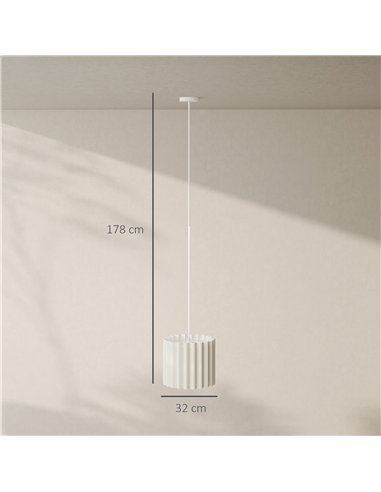 HOMCOM Linen Pendant Light, Modern Wave Ceiling Light Shade, E27 Lampshade for Living Room, Bedroom, Kitchen, Hallway, White