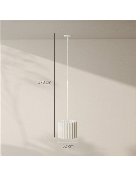 HOMCOM Linen Pendant Light, Modern Wave Ceiling Light Shade, E27 Lampshade for Living Room, Bedroom, Kitchen, Hallway, White - pic 161627 | FastDaddyshop