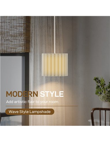 HOMCOM Linen Pendant Light, Modern Wave Ceiling Light Shade, E27 Lampshade for Living Room, Bedroom, Kitchen, Hallway, White