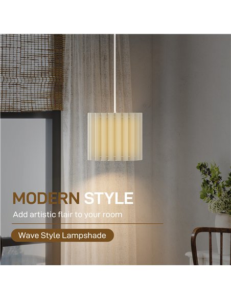 HOMCOM Linen Pendant Light, Modern Wave Ceiling Light Shade, E27 Lampshade for Living Room, Bedroom, Kitchen, Hallway, White - pic 161628 | FastDaddyshop