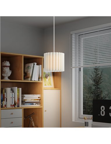HOMCOM Linen Pendant Light, Modern Wave Ceiling Light Shade, E27 Lampshade for Living Room, Bedroom, Kitchen, Hallway, White