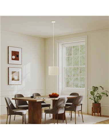 HOMCOM Linen Pendant Light, Modern Wave Ceiling Light Shade, E27 Lampshade for Living Room, Bedroom, Kitchen, Hallway, White